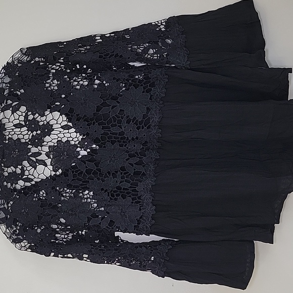 Lace Button Front Woman's Top Bell Witchy Fairy Whimsigoth Grunge Boho - Picture 4 of 9